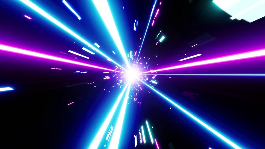 Shining neon light rays in the cyber space