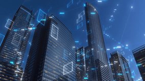 Business Digital Communication Network Technology Ai Big data City. Business Data Analytic Interface Fly Over Smart City Showing Alteration Future - Powered by Shutterstock - Get 15% off with code: PIKWIZARD15