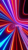 Vertical Tunnel with colored wave traffic, neon lines, high speed. Vj loop background. VFX visual action background.