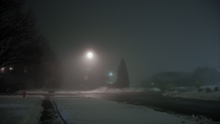 Wide view of Dark street whit street light at night with heavy fog Royalty-Free Stock Footage #3479509623