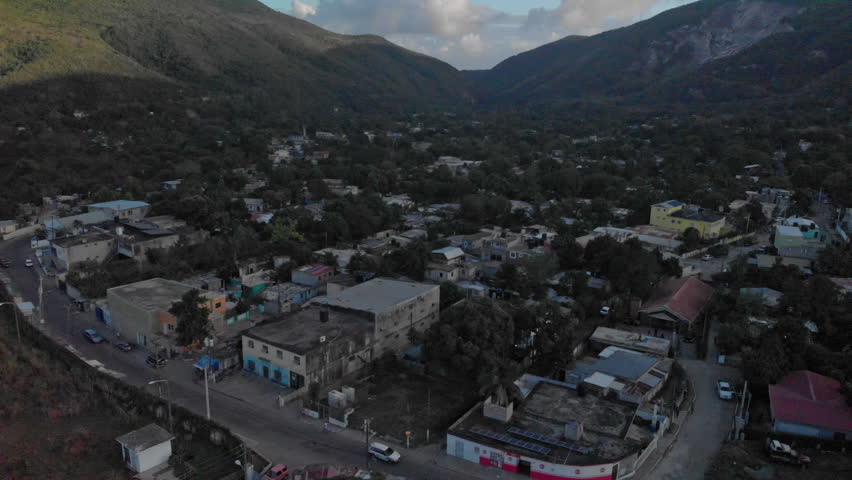 Aerial view over August town ghetto Kingston Jamaica