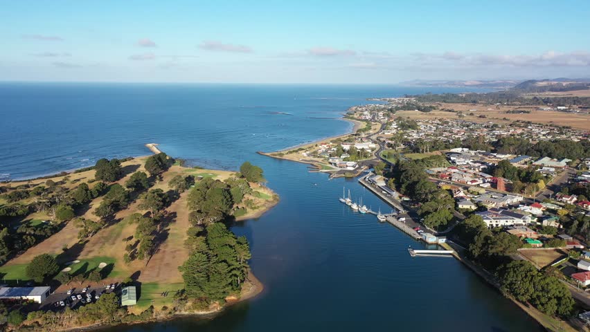 Inglis River, Wynyard, Tasmania Aerial Drone 4K