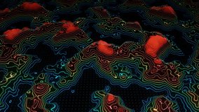 Topographic map with valleys and mountains. Seamless 3d animation of geographic contour map. Digital landscape. - Powered by Shutterstock - Get 15% off with code: PIKWIZARD15