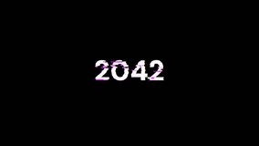 2042 text with screen effects of technological failures. Spectacular screen glitch with various kinds of interference. Looped - Powered by Shutterstock - Get 15% off with code: PIKWIZARD15