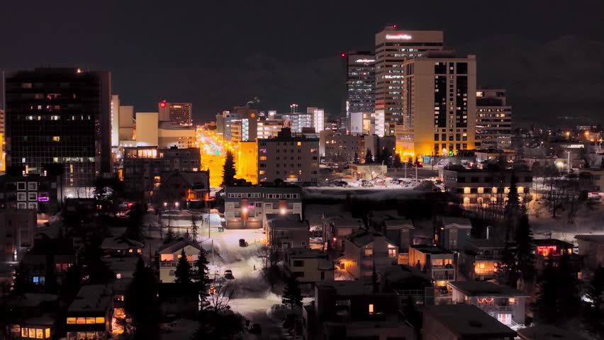 Downtown Anchorage Alaska at night