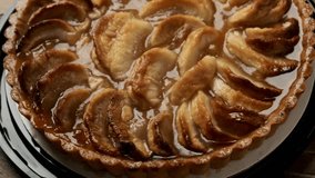 Gourmet Delight: Close-Up French Style Organic Gourmet Apple Tart in 4K video