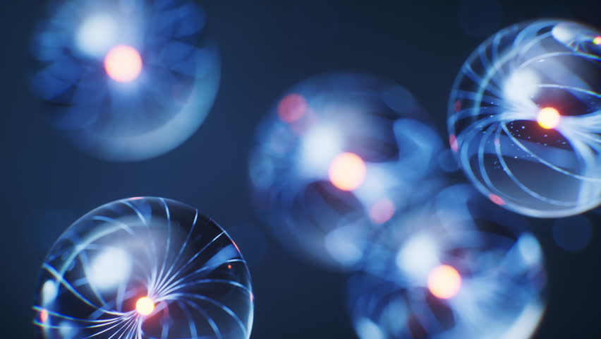 Physics quantum and scientific background, 3d rendering. Motion graphic.