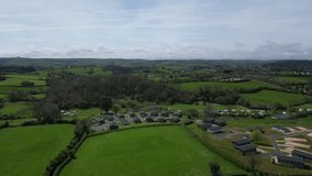 Yalberton, South Devon, England: DRONE VIEWS: A holiday park near the South Devon hills. Devon is a popular English holiday area with its beautiful, natural scenery and proximity to the coastline (2).