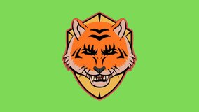 Animated video of e-sport Tiger emblem looping motion on green screen background