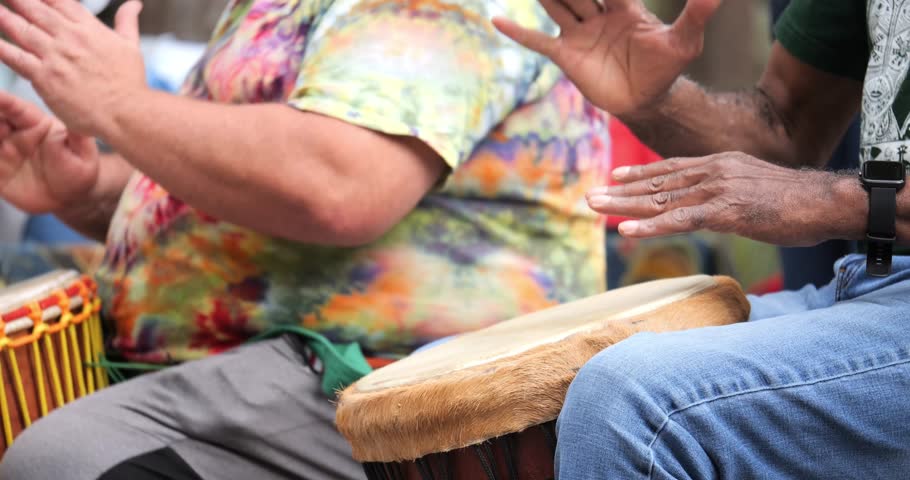 Dancers and drummers at Congo Square Rhythms Festival in Louis Armstrong Park New Orleans, Louisiana