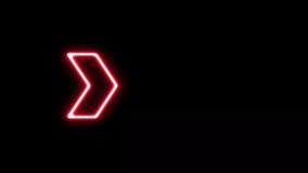 Neon arrow Loop Animation direction concept. colorful arrow icon concept. glowing arrows going from left to right on black background.