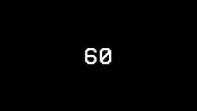 60 Seconds Black and White Please Stand By Animation, Done in Retro Pixel Art Style, Countdown from Sixty to Zero, Video Transition Effect