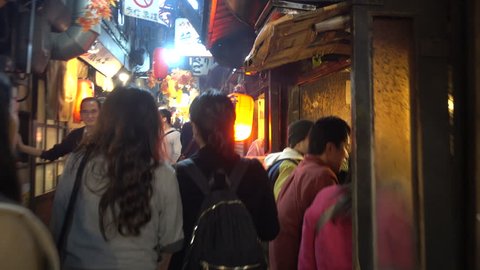 Tokyo, Japan - November 4 , 2017 : 4K Video of Famous steet Piss Alley delicious street food in Tokyo Japan at Omoide Yokocho, Shinjuku