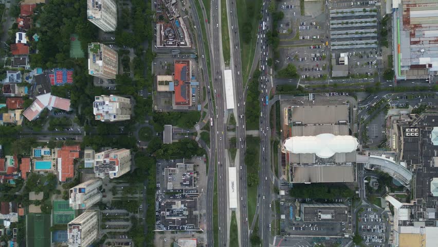 Top Down View of Americas Avenue and Alvorada Bus Terminal With Cidade das Artes Cultural Complex in Rio de Janeiro City