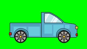 Animated running car isolated on a transparent screen. Flat design car animation in 4K resolution.