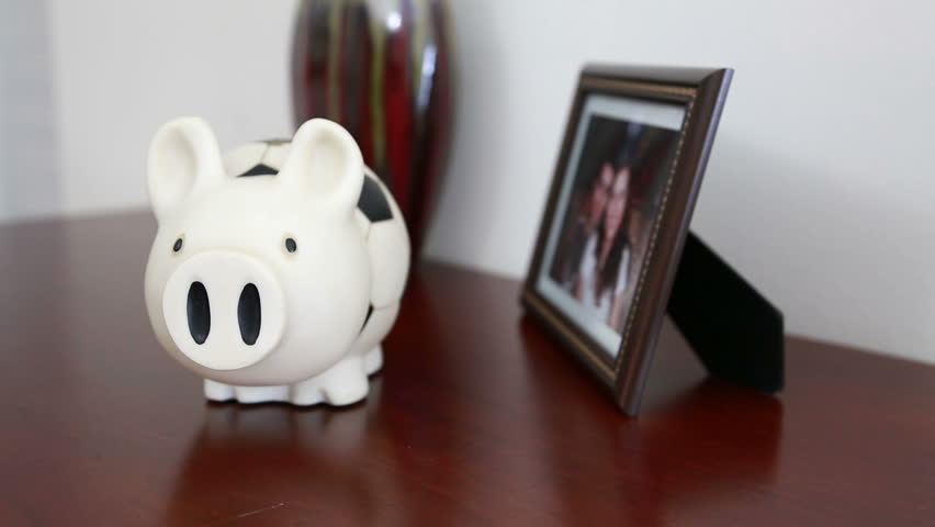 piggy bank with money picked up