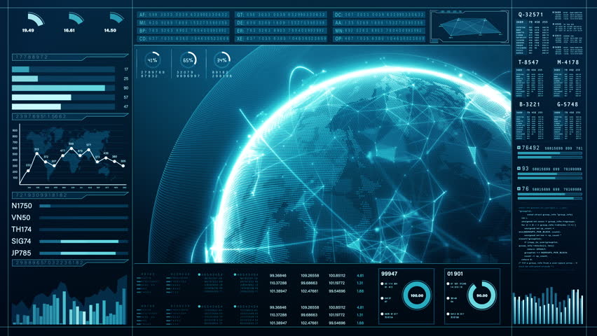 Futuristic Global Network Data Interface Concept, Blue digital interface showcasing global connectivity and data analytics with futuristic design elements. - Powered by Shutterstock - Get 15% off with code: PIKWIZARD15