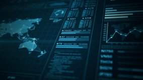 Data visualization interface with world map and location, graphs, and analytics indicators in blue digital tone,  World map data analysis technology interface display,  - Powered by Shutterstock - Get 15% off with code: PIKWIZARD15