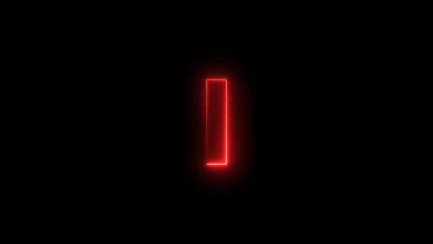 Capital Letter I animate with red neon color effect footage video. 4k