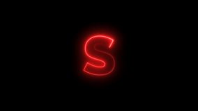 Capital Letter S animate with red neon color effect footage video. 4k
