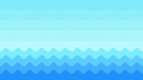 Animated pixel art sea waves background with fish jumping out of water. Looping animation.