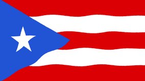 Stylized Cartoon Waving Flag of Puerto Rico, Animated Background in Hand Drawn Style, 4k Video. Puerto Rican Flag, Flowing Motion Graphics Seamless Loop, for Backgrounds, Streaming and Channels