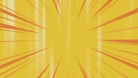 High-speed abstract speed lines animation. Cartoon animated orange speed lines on a yellow background with a halftone pattern in a seamless loop of motion graphics