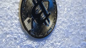 bitcoin gold. snow and bitcoin. Slow motion video. Vertical video. High quality video in 4K format. - Powered by Shutterstock - Get 15% off with code: PIKWIZARD15