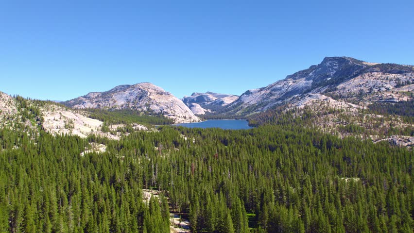 Aerial Landscape Of Tenaya Lake In Yosemite National Park, California, USA