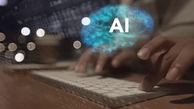 business woman uses brain AI artificial intelligence brain on big data matrix Animation Big Data Processing, Science, Generative technology, commands, prompts - Powered by Shutterstock - Get 15% off with code: PIKWIZARD15