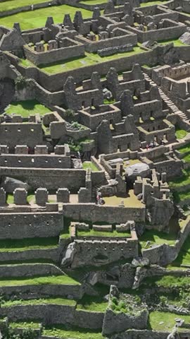 Machu Picchu, Peru. Aerial view. Vertical video