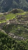 Machu Picchu, Peru. Aerial view. Vertical video