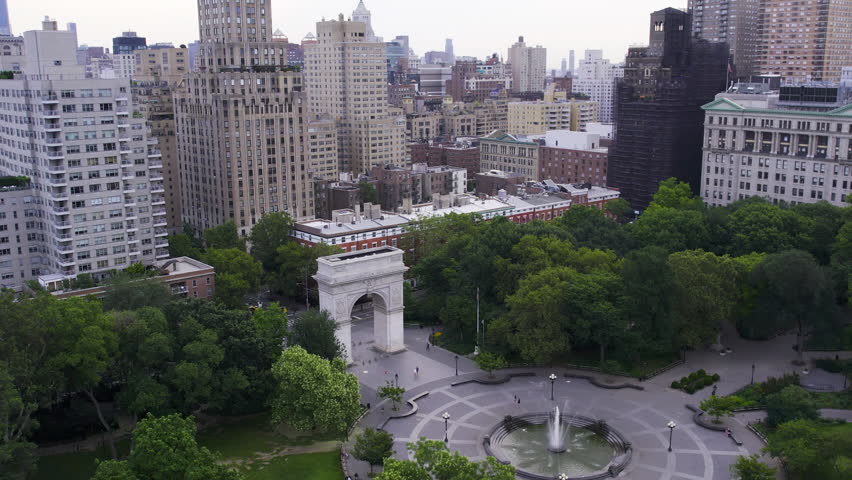 Washington Square Park New York City Manhattan Drone Aerial Scenery 4K Royalty-Free Stock Footage #3481296611