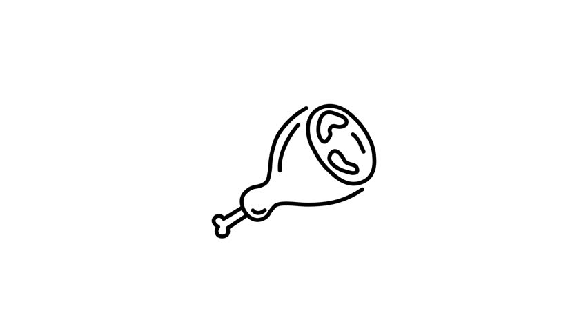 A linear animated icon depicting meat piece 