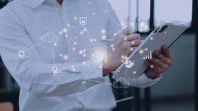 Digital transformation change management, internet of things. new technology bigdata and business process strategy, customer service management, cloud computing, smart industry.Ai technology. - Powered by Shutterstock - Get 15% off with code: PIKWIZARD15