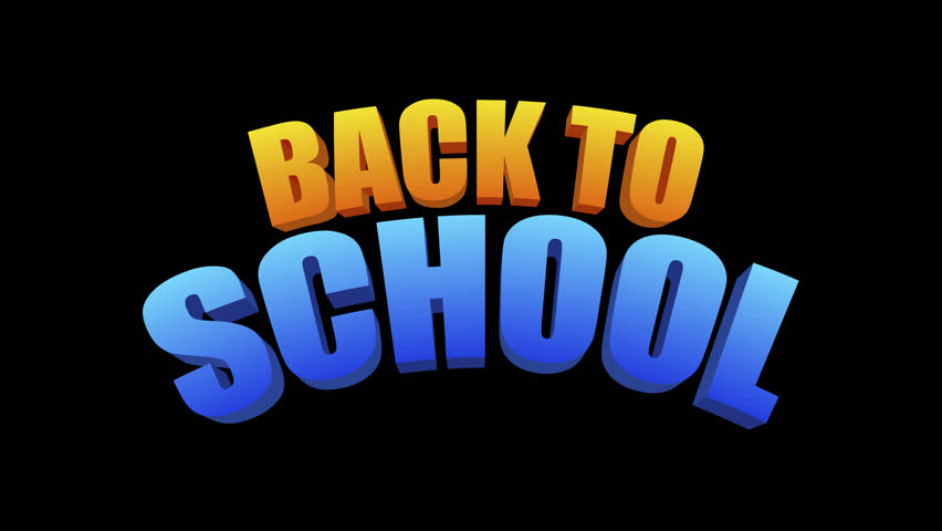 Back to School pop up text animation on transparent background