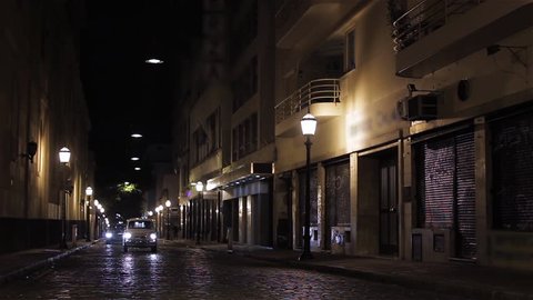 San Telmo Neighborhood at Night, in Buenos Aires, Argentina.