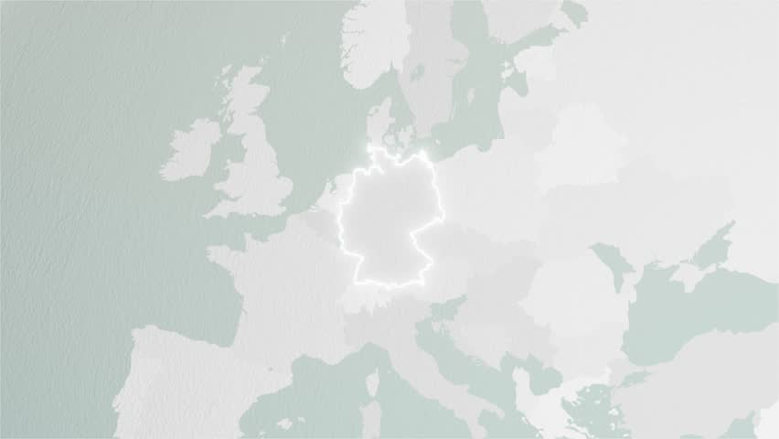 World Map Germany Zoom in Stylised Spherical White Shades 4K 60 FPS