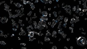 Bolts & Nuts Falling. Hundreds falling bolts & nuts in slow motion  with alpha channel. - Powered by Shutterstock - Get 15% off with code: PIKWIZARD15