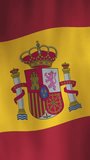 Waving Flag of Spain, Vertical Fill Video, 4K Animated Background. National Spanish Flag Flowing Cloth Motion Graphics, Seamless Loop for Backgrounds, Social Media and Screens