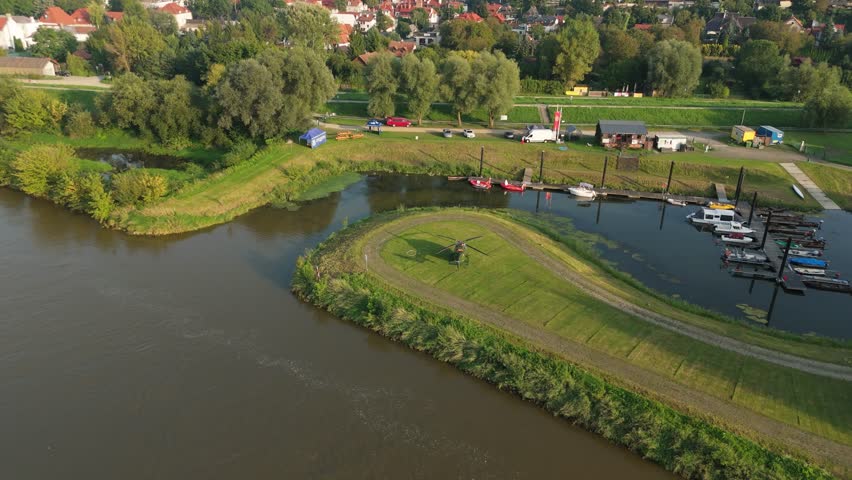 Helicopter Port River Vistula Kazimierz Dolny Aerial View Poland