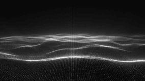 Black and white energy waves glow in the dark, bright light beams, 4K Video, Motion design