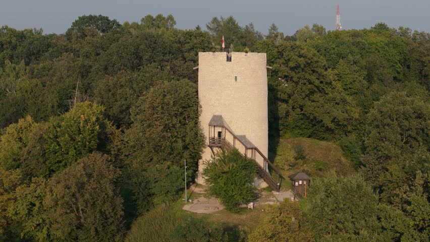 Beautiful Castle Tower Mountain Kazimierz Dolny Aerial View Poland