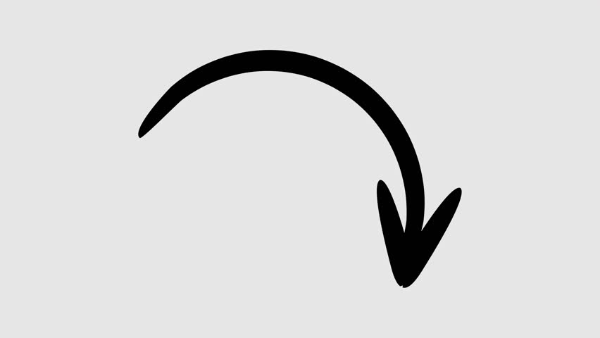 Hand drawn thin arrow graphic animation. Alpha channel. Doodle arrow on transparent background motion design. 4K resolution