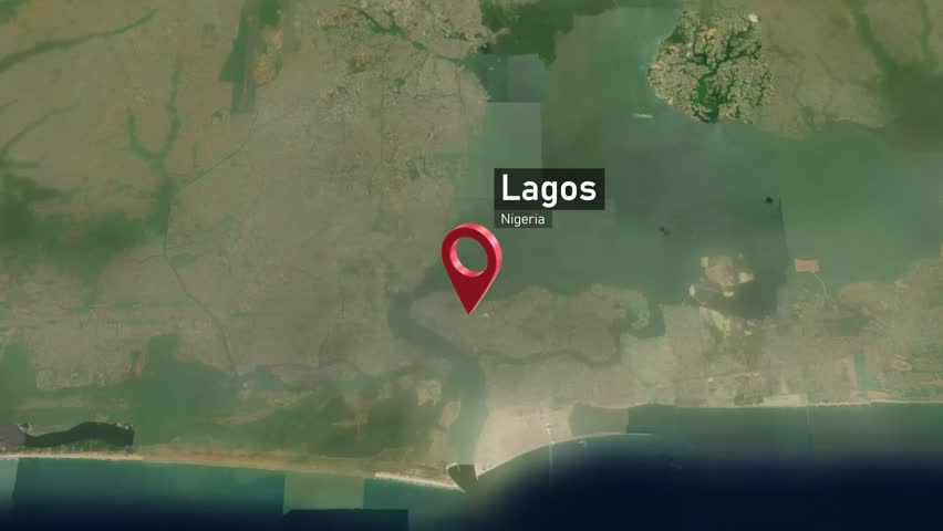 Lagos City Map Zoom (Nigeria) from Space to Earth