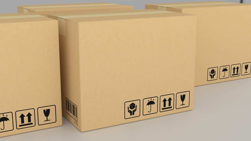 Cardboard box (parcel) with rejected signed stamp.