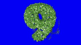 3D leaves forming number 9 with wind effect on blue screen 3D animation. You can easily key out (remove) the blue screen with just one click using any video editor.