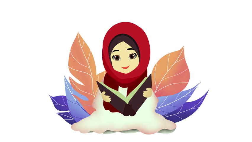 little muslim girl reading the book, young girls reading the Quran in muslim school, Muslim student woman reading a book on the university, reading a book to children
