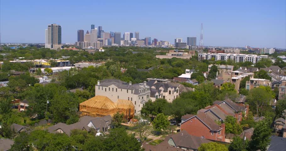 Drone view of homes in affluent upper middle class Neighborhood in Houston, Texas Royalty-Free Stock Footage #3481928421