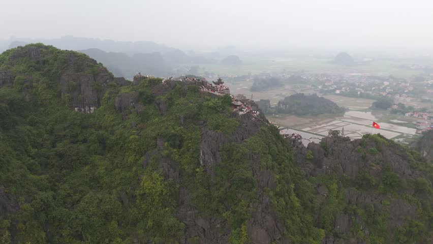 Aerial Drone Shot of Tourist Place In Vietnam Called Lying Dragon